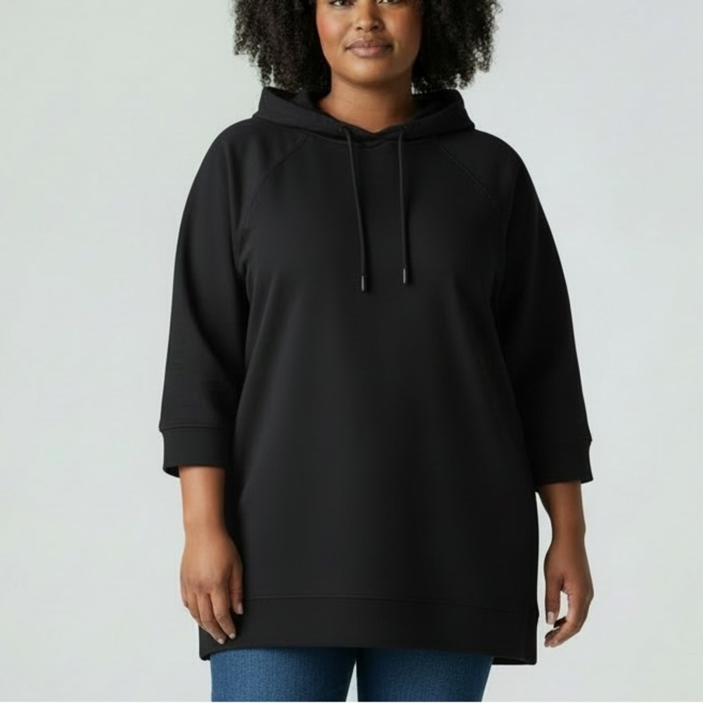 Ideology Women’s Hooded‎ Sweatshirt size 3X Deep Black Snap Side Casual Pullover